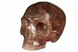 Realistic, Carved Strawberry Quartz Crystal Skull #150993-2